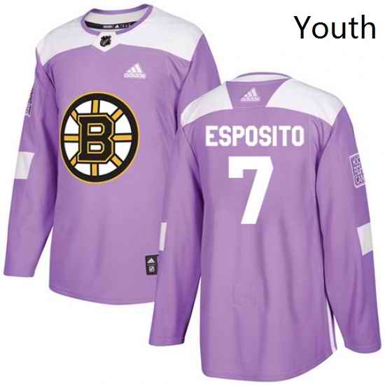Youth Adidas Boston Bruins 7 Phil Esposito Authentic Purple Fights Cancer Practice NHL Jersey